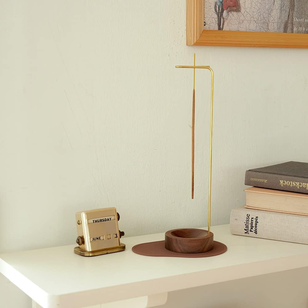 Handgefertigter Holz-Weihrauchbrenner mit Metallhalter für Meditation und Yoga 8