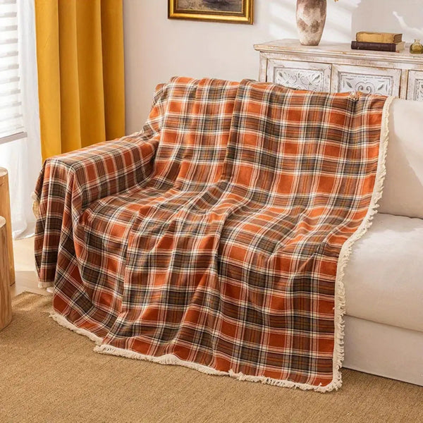 Esten - Kastanien Plaid Sofaabdeckung