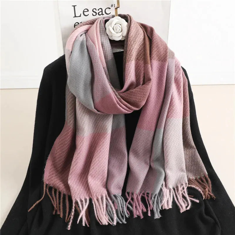 Klassischer Kaschmir Schal Damen - Eleganter Karierter Cashmere Schal für Winterstyles 0