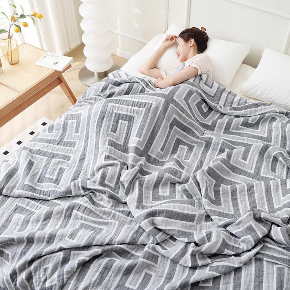 Leichte Baumwolldecke Beige - Atmungsaktive Wolldecke für Sofa & Bett 2