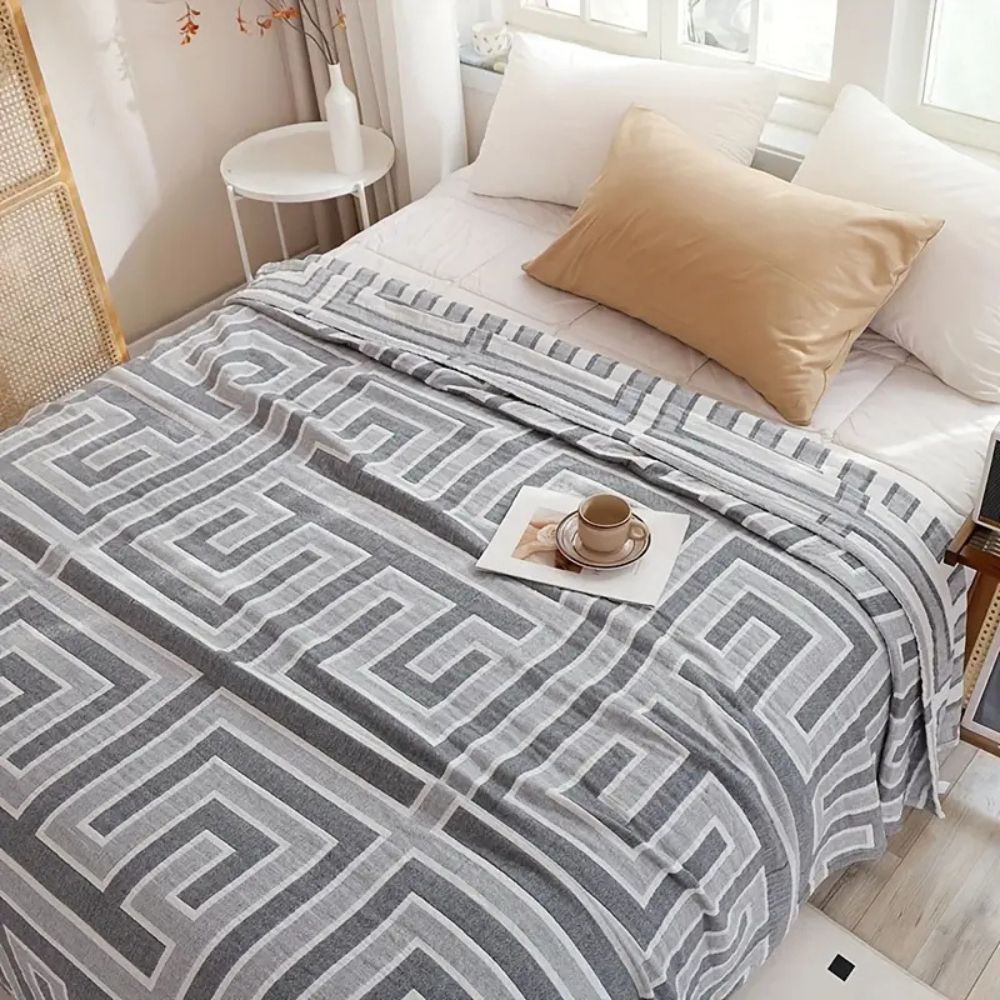 Leichte Baumwolldecke Beige - Atmungsaktive Wolldecke für Sofa & Bett 4