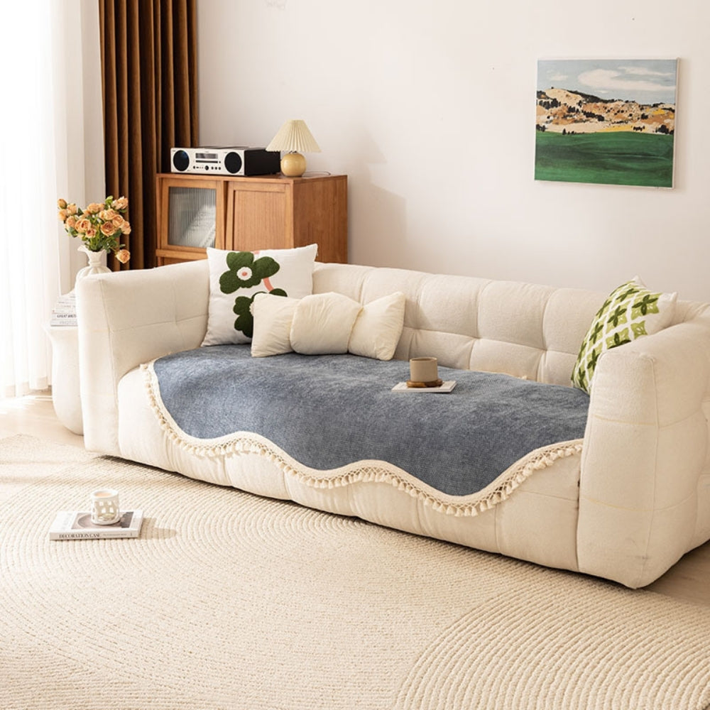 Luxus Chenille Sofaabdeckung mit Quasten - Eleganter Schutz und Pflegeleicht 1
