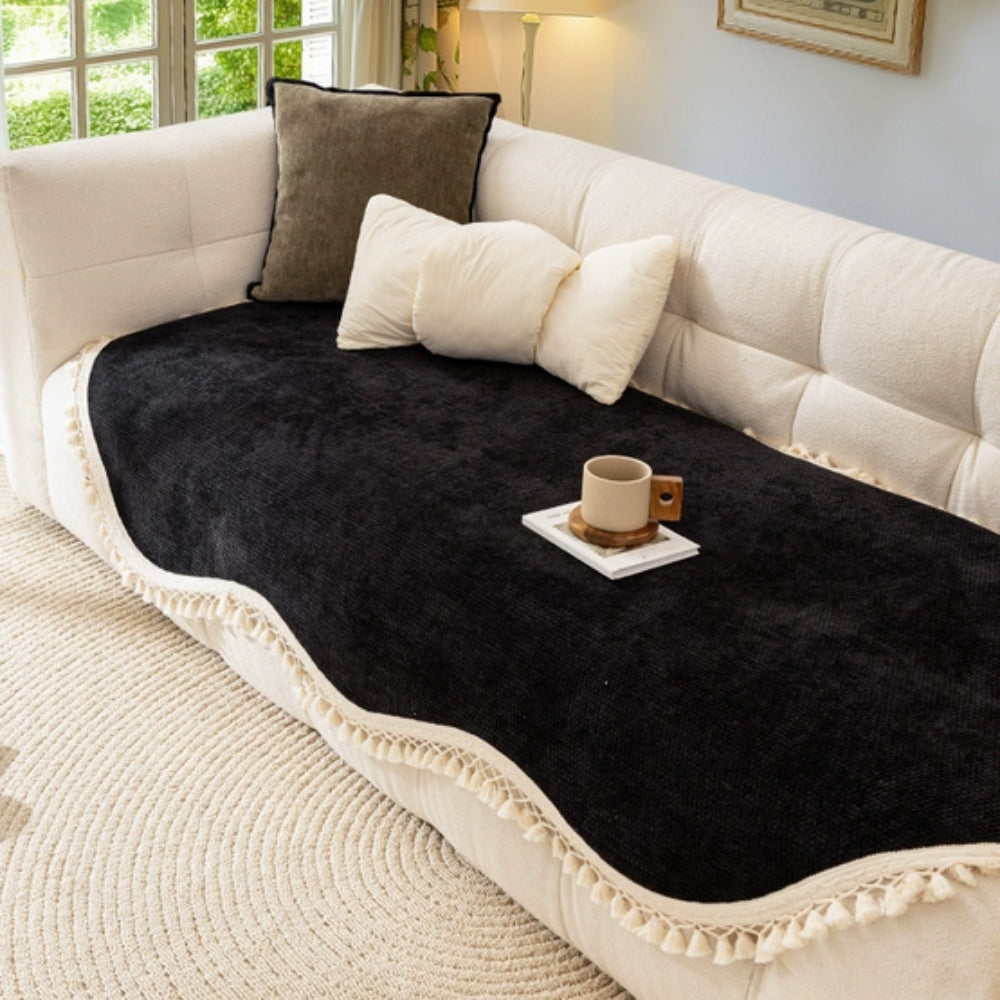 Luxus Chenille Sofaabdeckung mit Quasten - Eleganter Schutz und Pflegeleicht 5