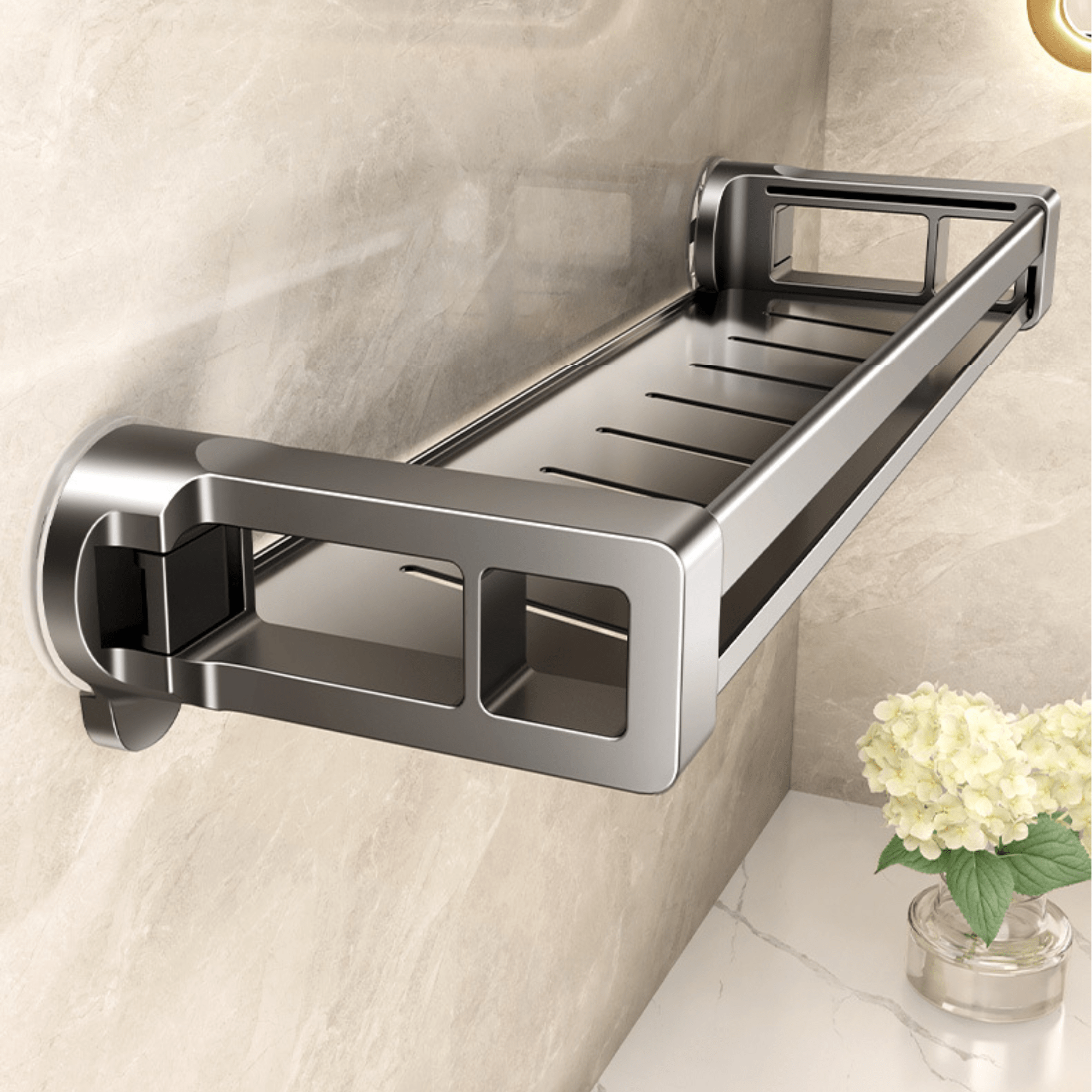 Mikro – Badezimmer Aufbewahrungsregal – Ohne Bohren, Einfache Montage und Rostbeständig 0