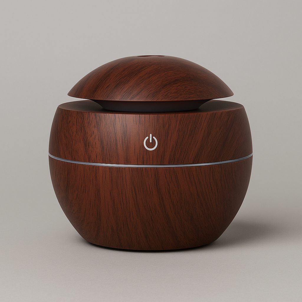 Mini LED Ultraschall-Luftbefeuchter mit Aromatherapie und Holzdesign für gesundes Raumklima 3