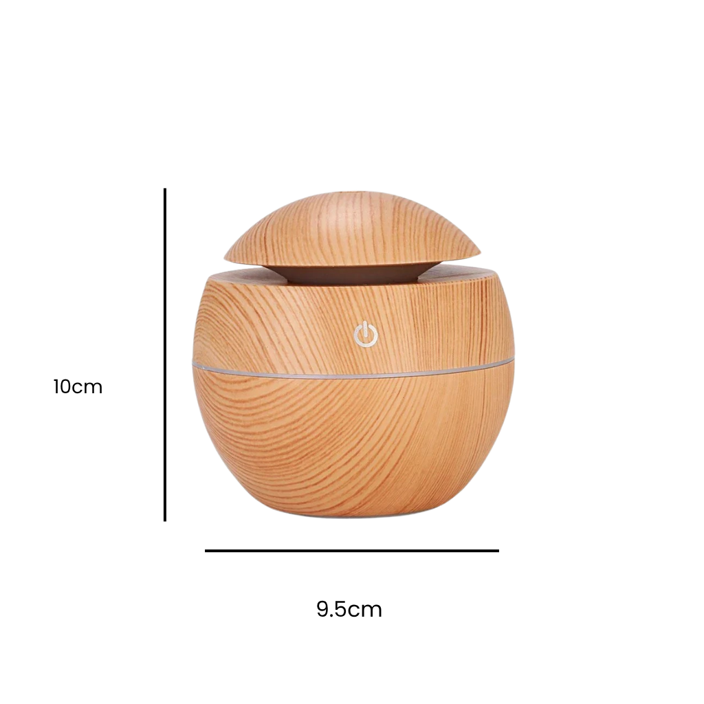 Mini LED Ultraschall-Luftbefeuchter mit Aromatherapie und Holzdesign für gesundes Raumklima 7