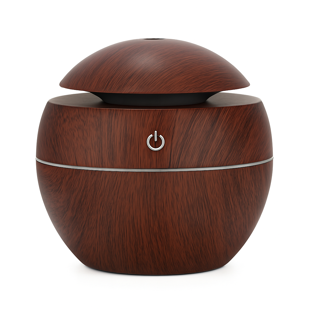 Mini LED Ultraschall-Luftbefeuchter mit Aromatherapie und Holzdesign für gesundes Raumklima 8