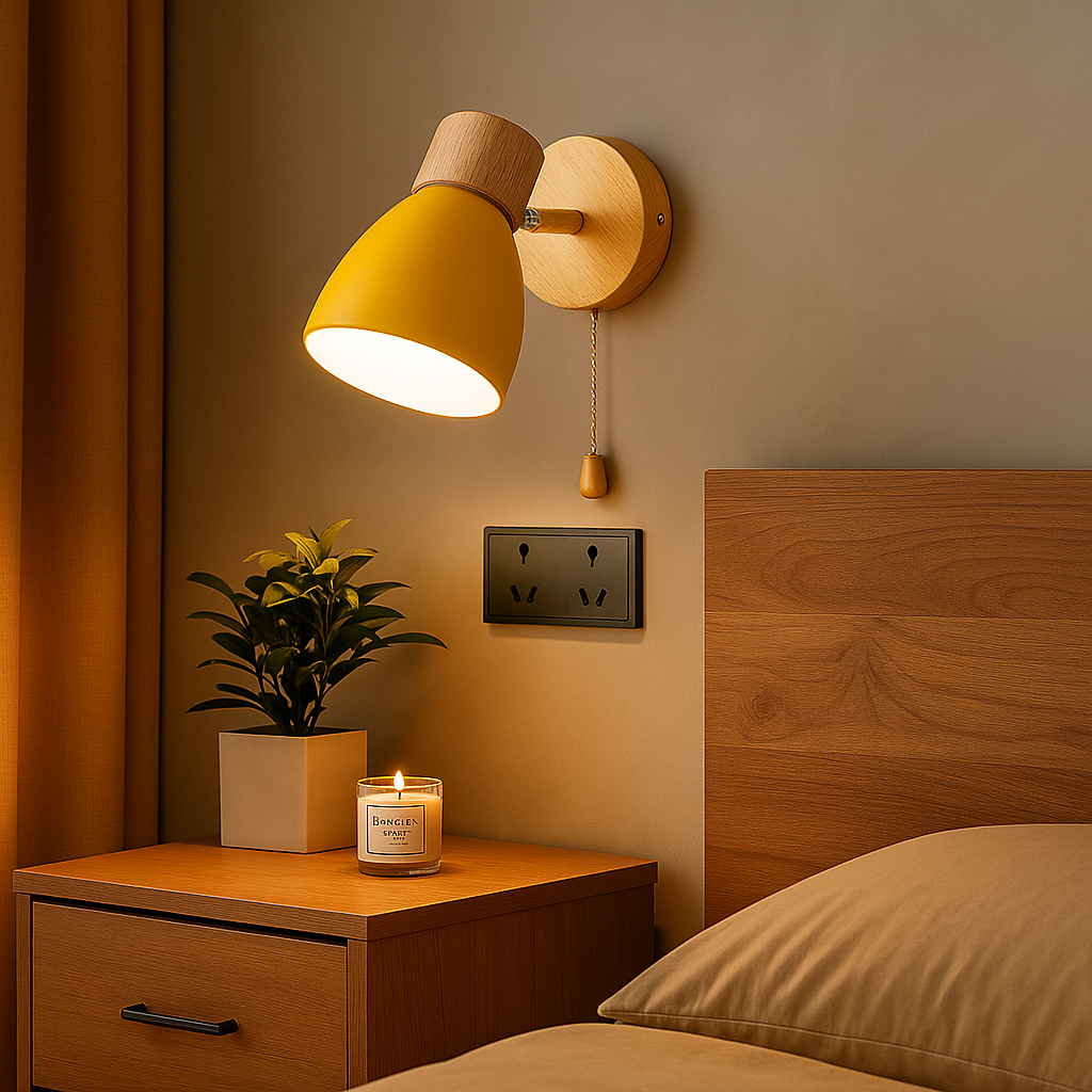 Minimalistische LED Wandleuchte aus Holz für Schlafzimmer - Wandlampe Innen, Sanftes Licht 2