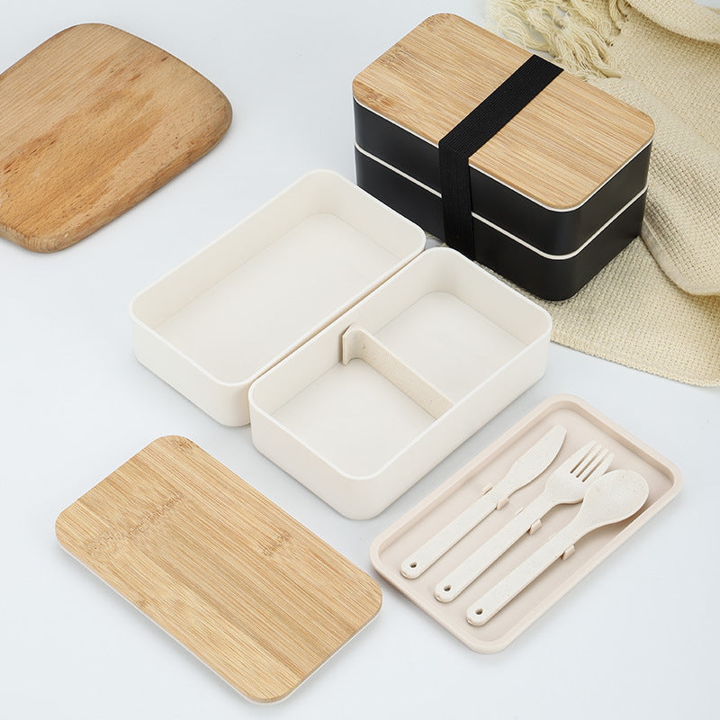 Mose - Minimalistische doppelstöckige Bento Lunchbox mit Besteck für unterwegs