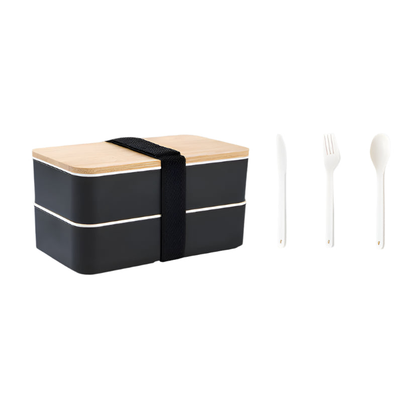 Mose - Minimalistische doppelstöckige Bento Lunchbox mit Besteck für unterwegs