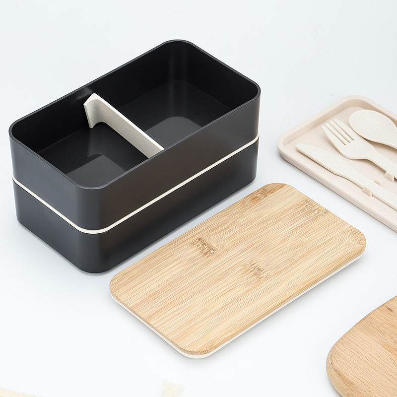 Mose - Minimalistische doppelstöckige Bento Lunchbox mit Besteck für unterwegs