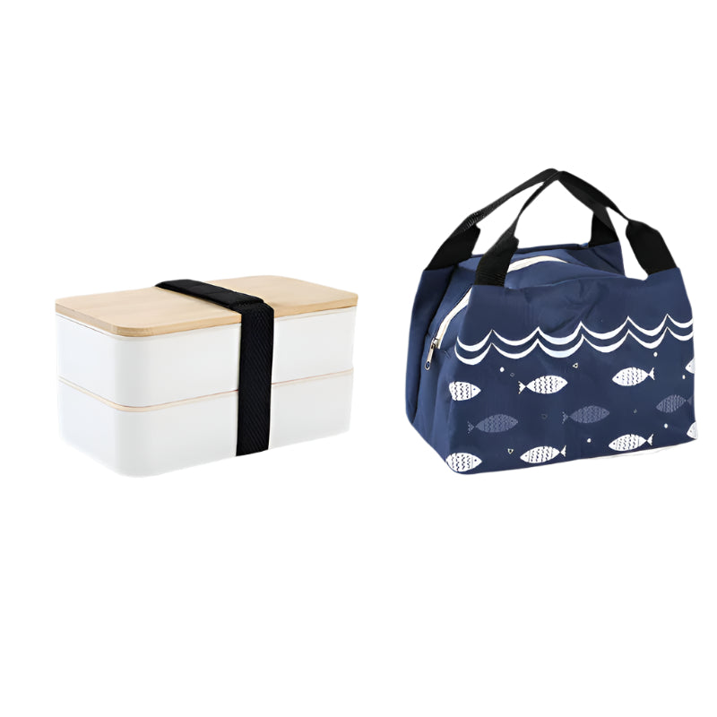 Mose - Minimalistische doppelstöckige Bento Lunchbox mit Besteck für unterwegs