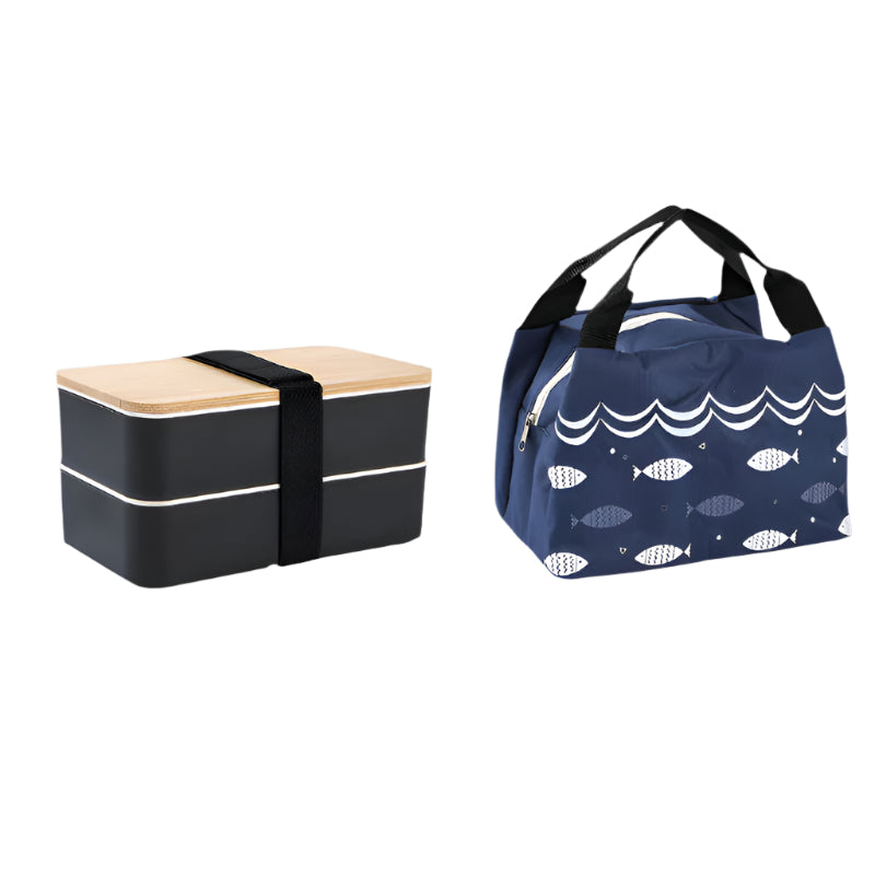 Mose - Minimalistische doppelstöckige Bento Lunchbox mit Besteck für unterwegs