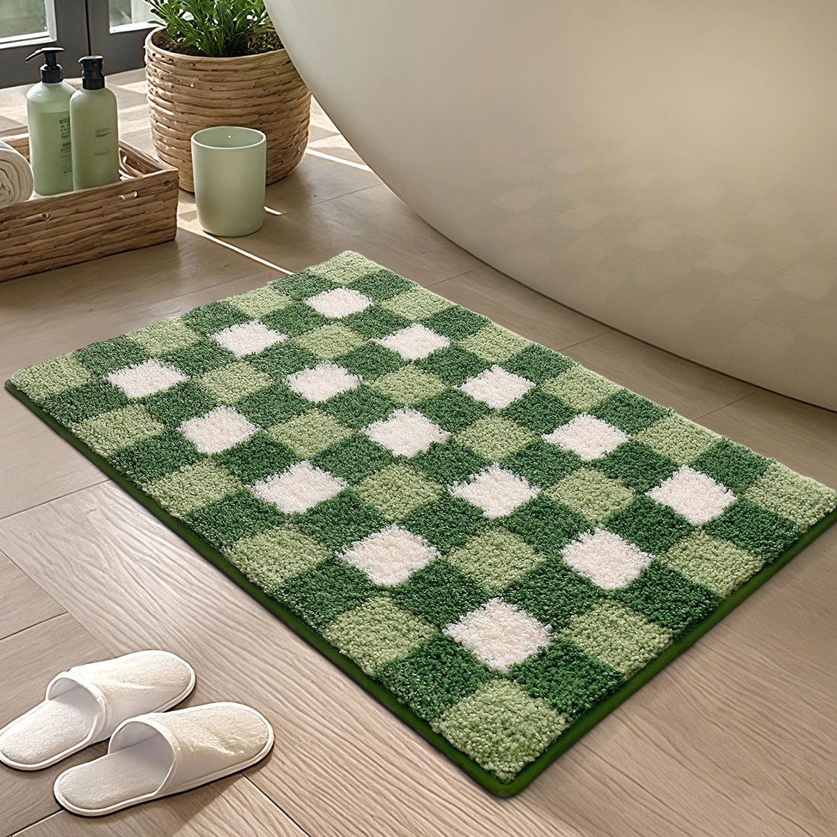 Plaid Badezimmermatte Beige - Rutschfest, Pflegeleicht & Weich für Komfort 0
