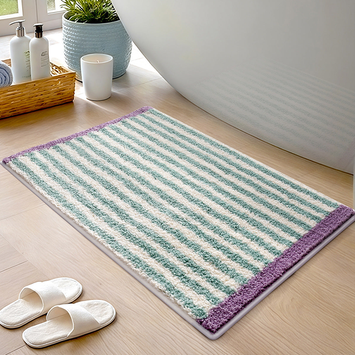 Plaid Badezimmermatte Beige - Rutschfest, Pflegeleicht & Weich für Komfort 3