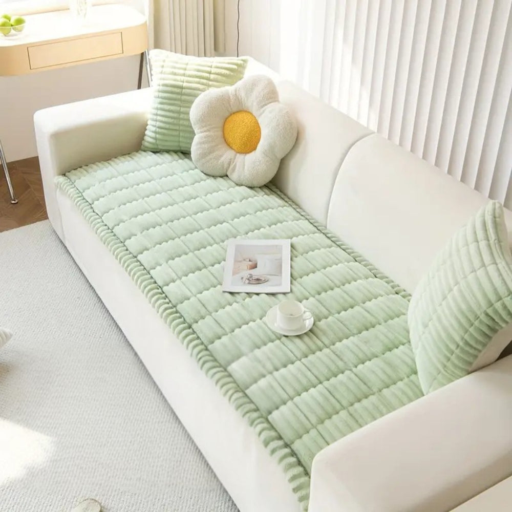 Plüschfaltenkanten Sofaabdeckung aus dickem Flanell - Elegantes, pflegeleichtes Design für Haustierbesitzer 6