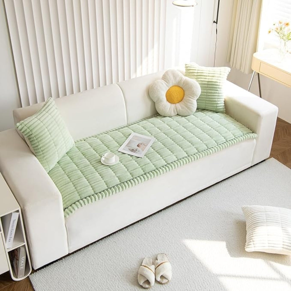 Plüschfaltenkanten Sofaabdeckung aus dickem Flanell - Elegantes, pflegeleichtes Design für Haustierbesitzer 8