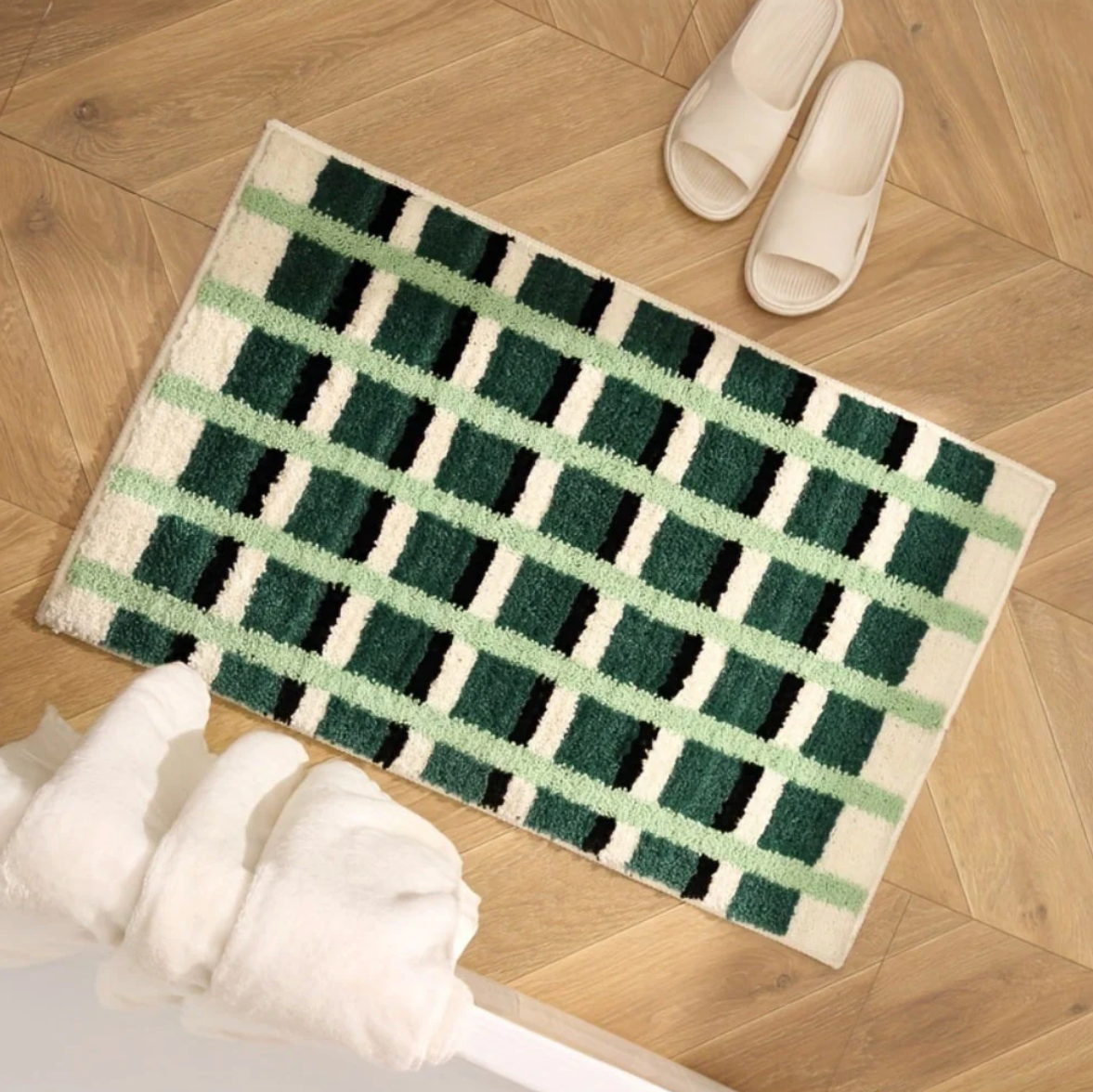 Oro - Geometrische Badematte weich rutschfest und pflegeleicht für Ihr Badezimmer