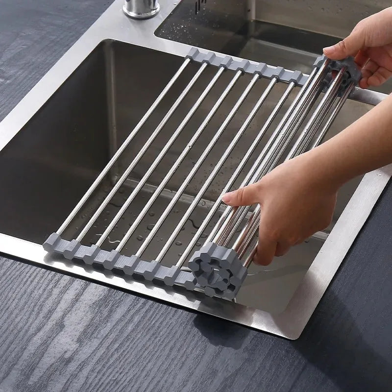 Silikon Edelstahl Ablassregal 47x24 cm - Platzsparend für Obst und Gemüse 5