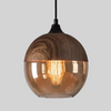Skandinavische Pendelleuchte Holz mit getöntem Glas für modernes Esszimmer 0