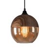 Skandinavische Pendelleuchte Holz mit getöntem Glas für modernes Esszimmer 1