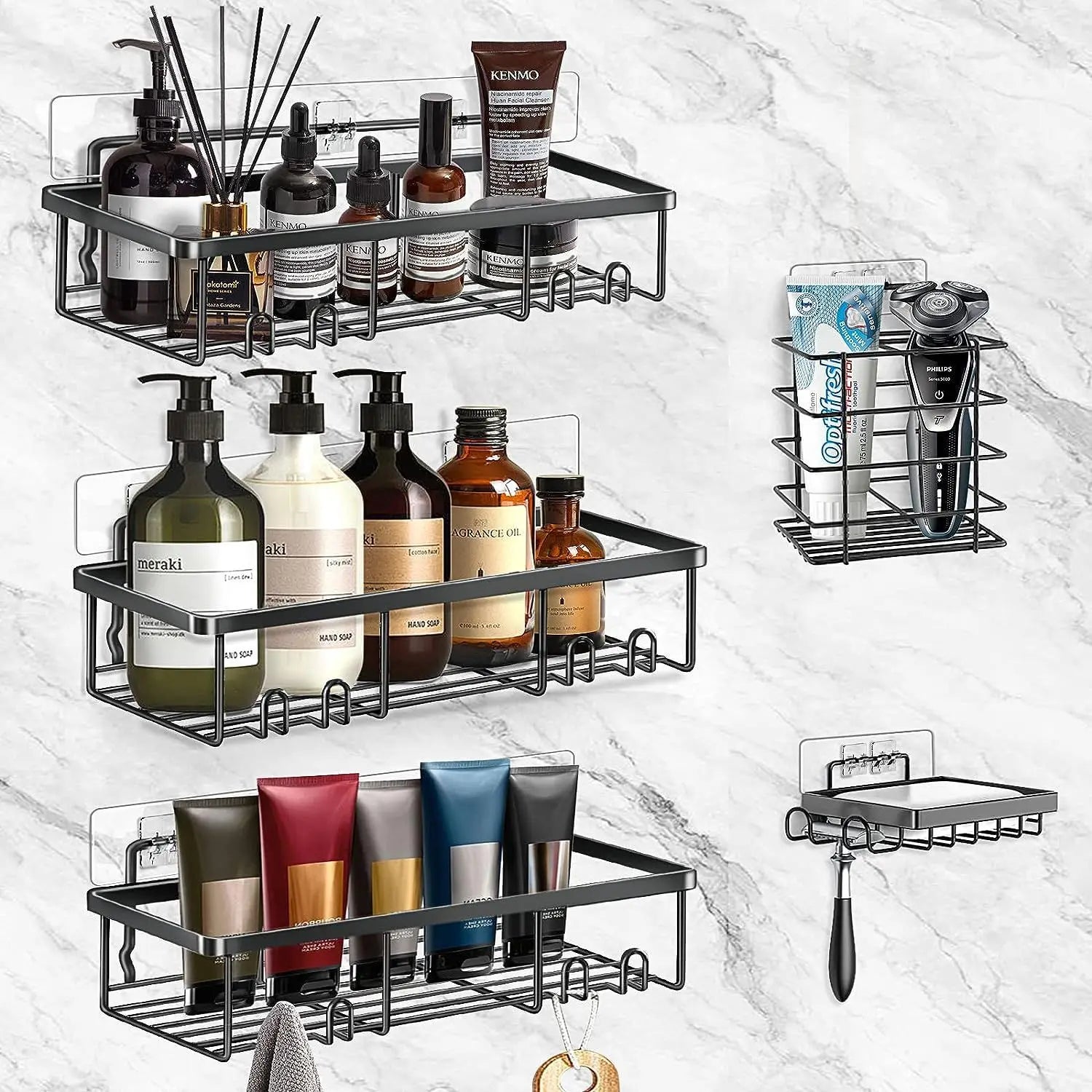 Stanzfreier Badezimmer Organizer Halter für Regale – Platzsparend & Modern 2