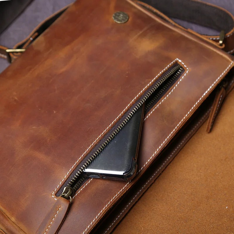 Stilvolle Herren Umhängetasche aus Leder - Retro Crazy Horse Crossbody Tasche 6