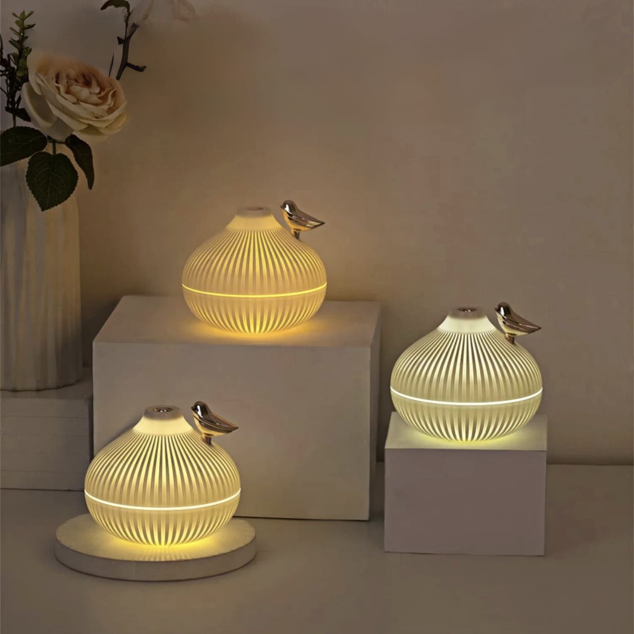 Tragbarer Luftbefeuchter im Zwiebel-Design mit LED für Schlafzimmer und Büro 7