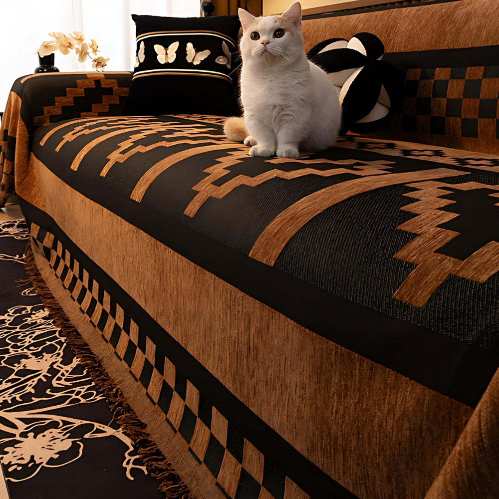 TribalGeometric - Chenille Sofaabdeckung mit Tribal Design und Pflegeleichtigkeit 2