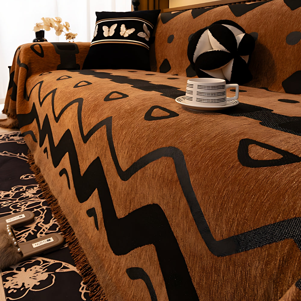 TribalGeometric - Chenille Sofaabdeckung mit Tribal Design und Pflegeleichtigkeit 6