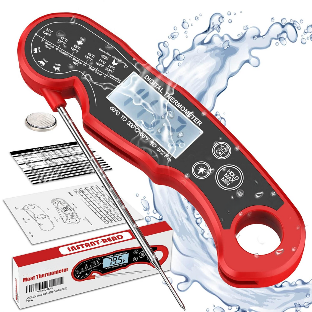 Ultra-Schnelles Fleischthermometer mit LCD-Display - Präzise Temperaturmessung für Fleisch 0