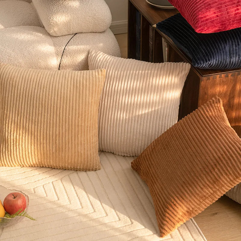 Weiche Cord Kissenbezug 40x40 - Quadratisch in Neutralen Tönen für Sofakissen 2