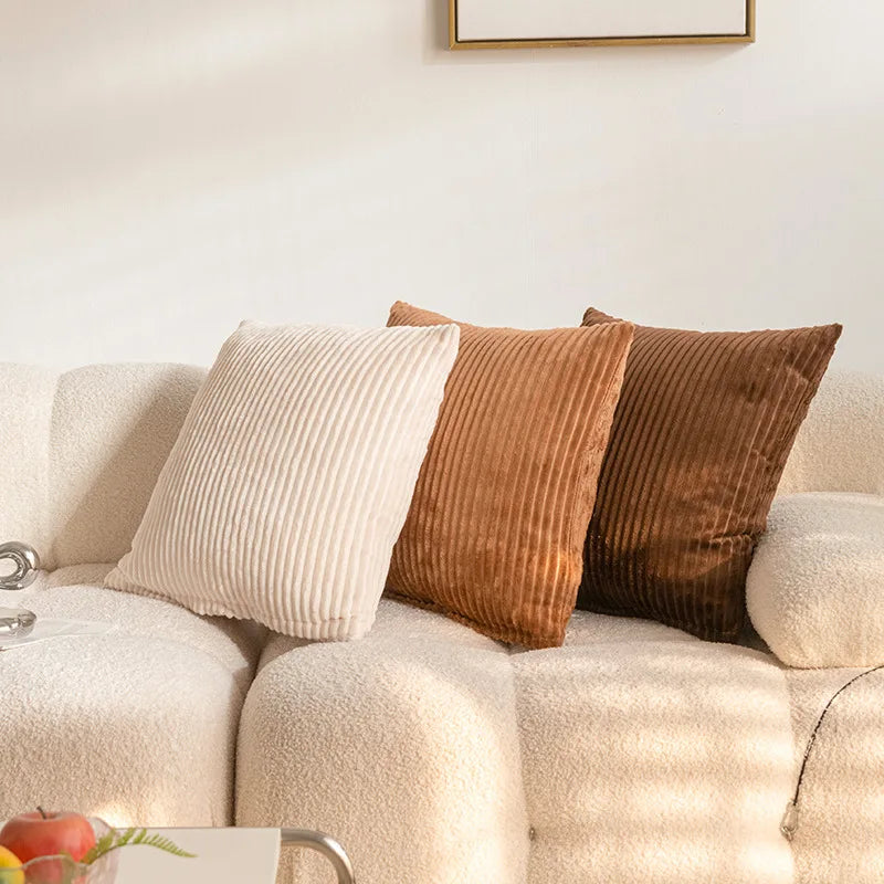 Weiche Cord Kissenbezug 40x40 - Quadratisch in Neutralen Tönen für Sofakissen 3