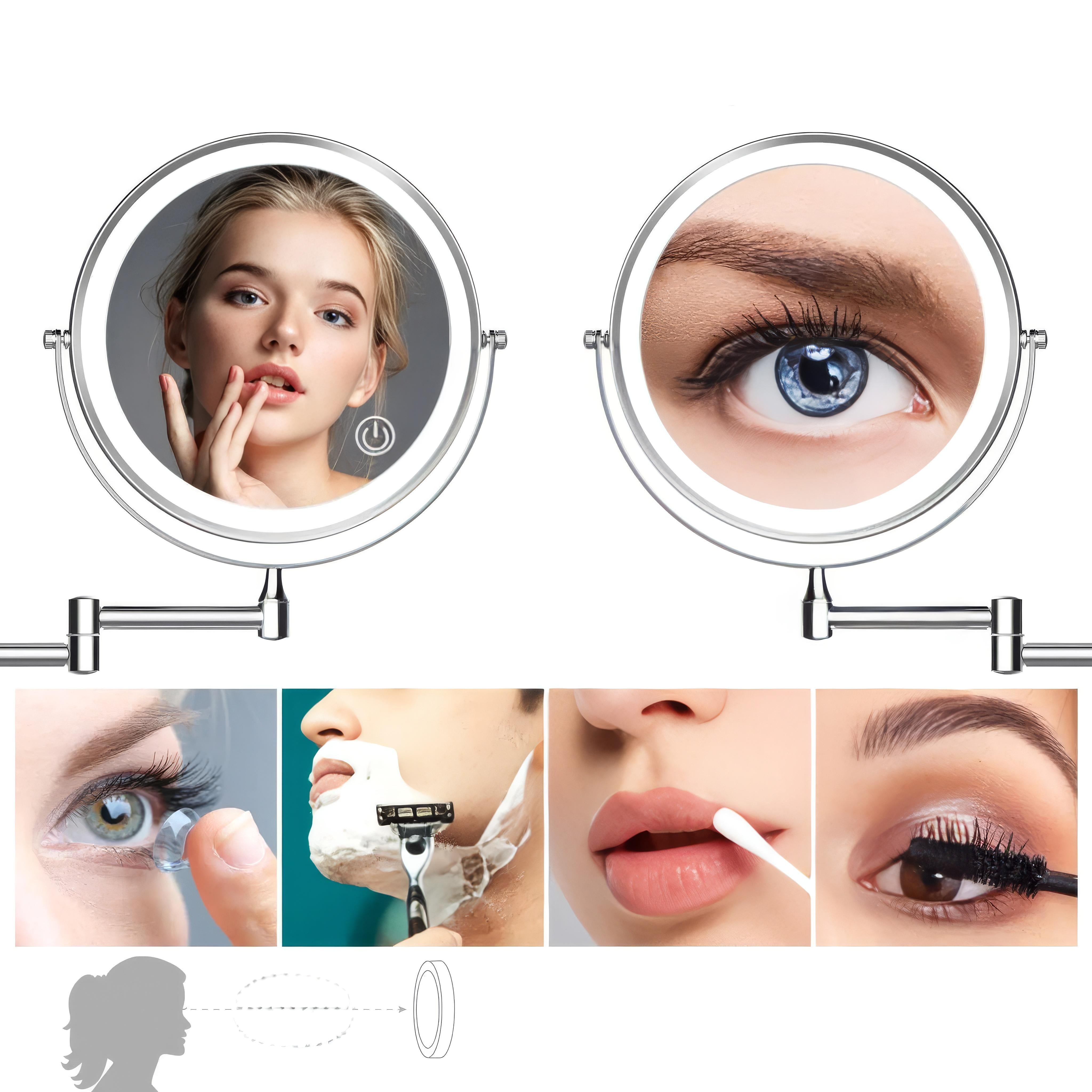 Evida LED-Vergrößerungsspiegel mit Chrom-Finish - Präzises Schminken