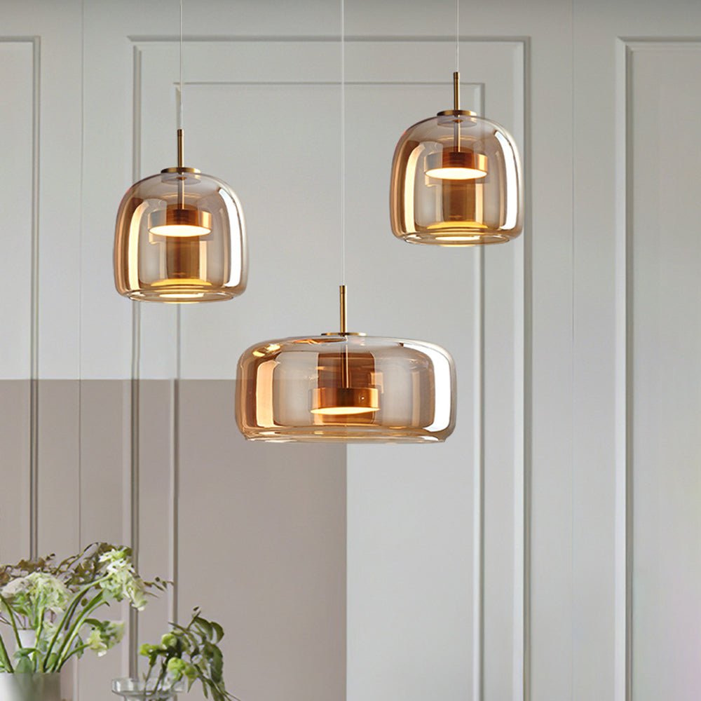 Crestal - Retro Pendelleuchte mit Metallakzenten und Getöntem Glas für Stilvolle Innenräume - Givera DE