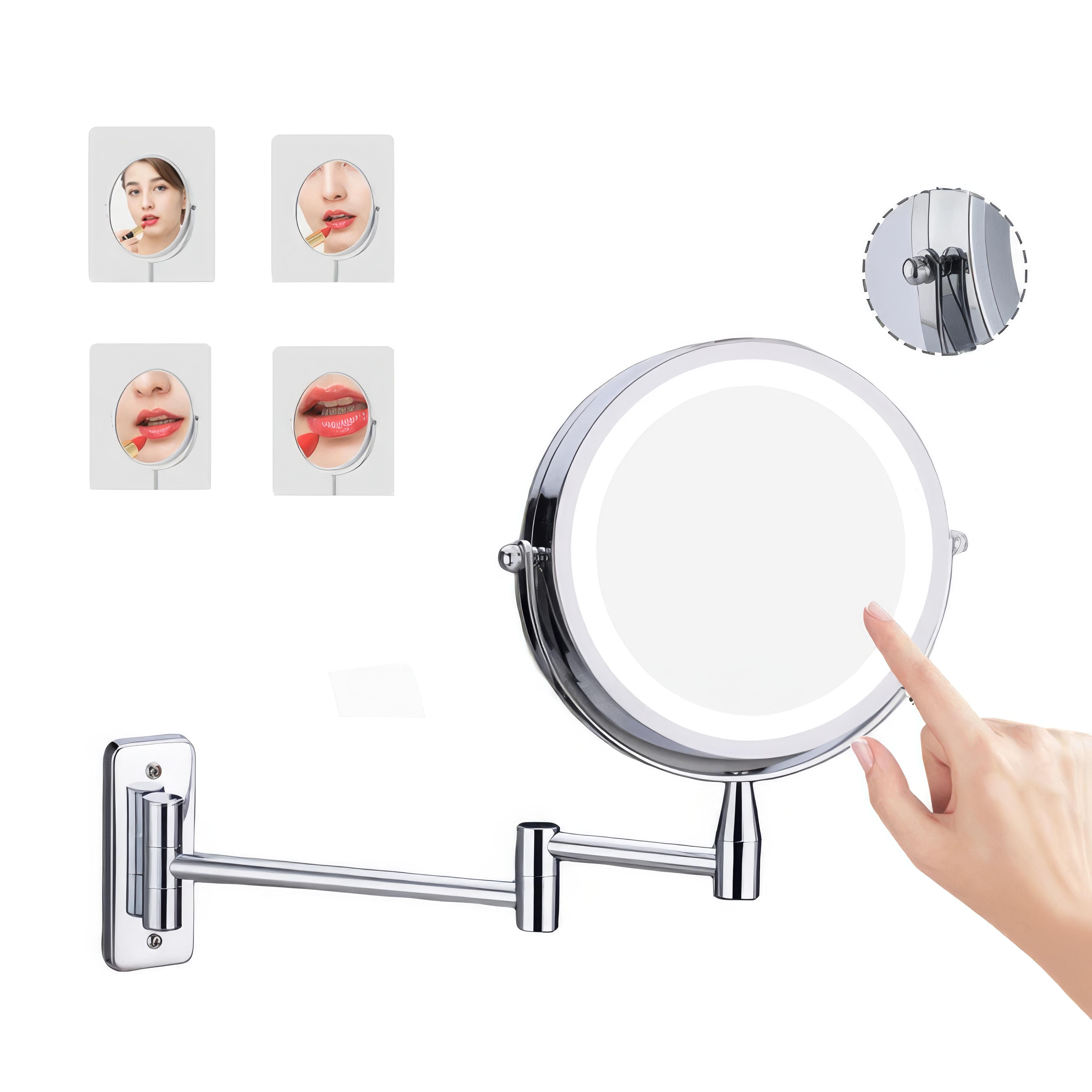 Evida LED-Vergrößerungsspiegel mit Chrom-Finish - Präzises Schminken