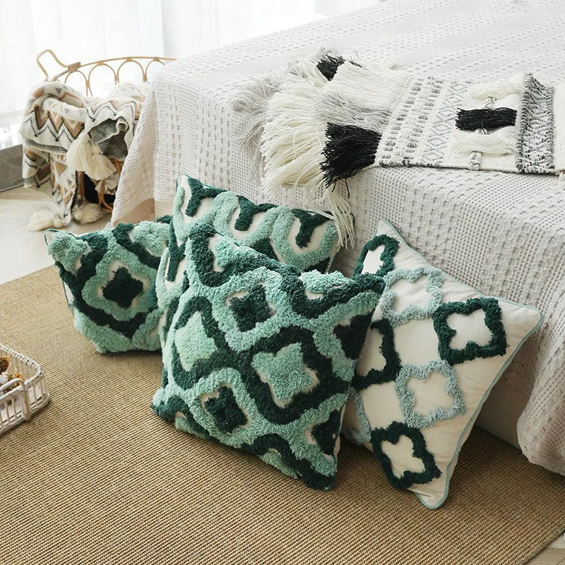 Misa – Geometrischer Samt-Kissenbezug im Boho-Design für Sofakissen