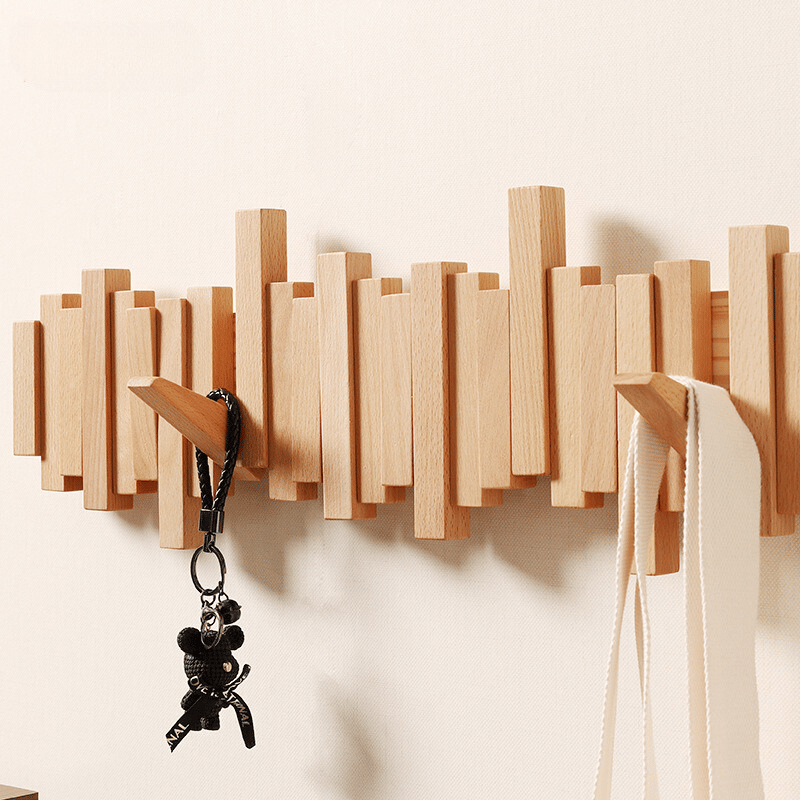 EcoCraft - Handgefertigtes Holzrack mit 4 - 6 Haken - Givera DE