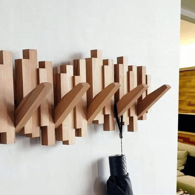 EcoCraft - Handgefertigtes Holzrack mit 4 - 6 Haken - Givera DE
