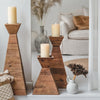 Elysta Nussbrauner Kerzenhalter - Halbpyramidenform aus Holz für elegantes Ambiente - Givera DE
