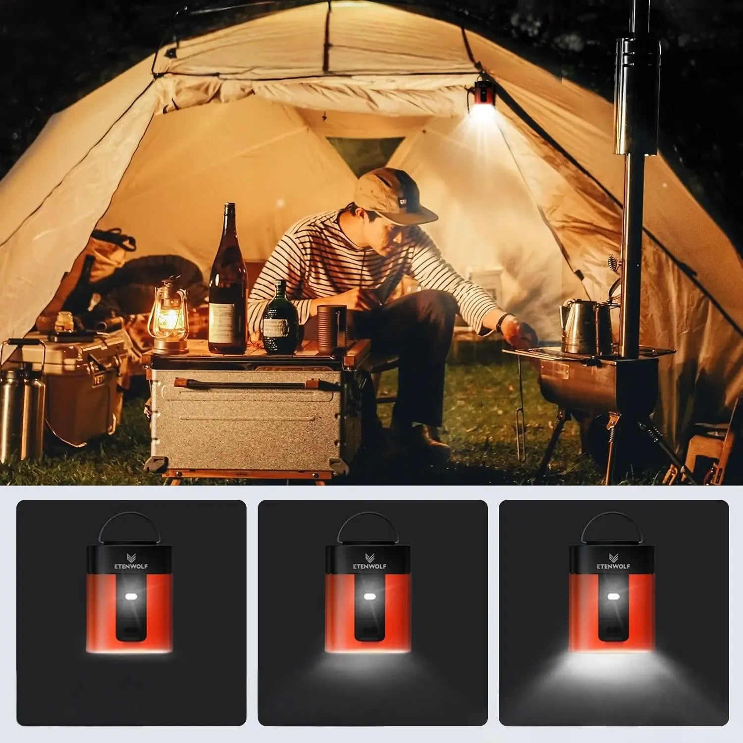Luxon - Mini-Luftpumpe mit 2600 mAh Akku und Campinglicht