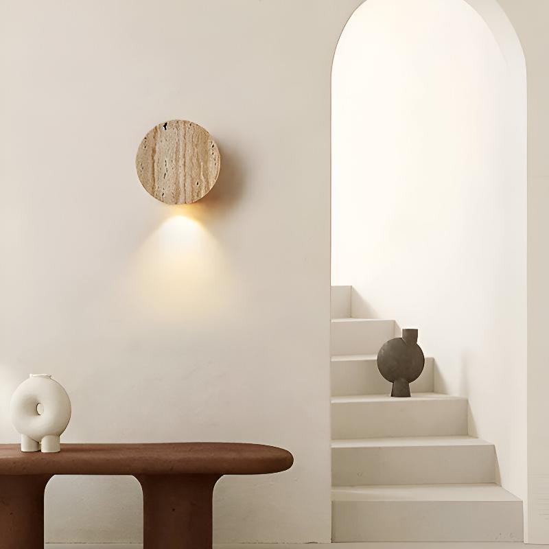Felora - Elegante Wandleuchte Innen - Runde Holzlamp mit Warmem Licht - Givera DE