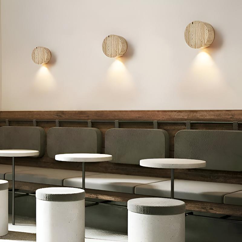 Felora - Elegante Wandleuchte Innen - Runde Holzlamp mit Warmem Licht - Givera DE