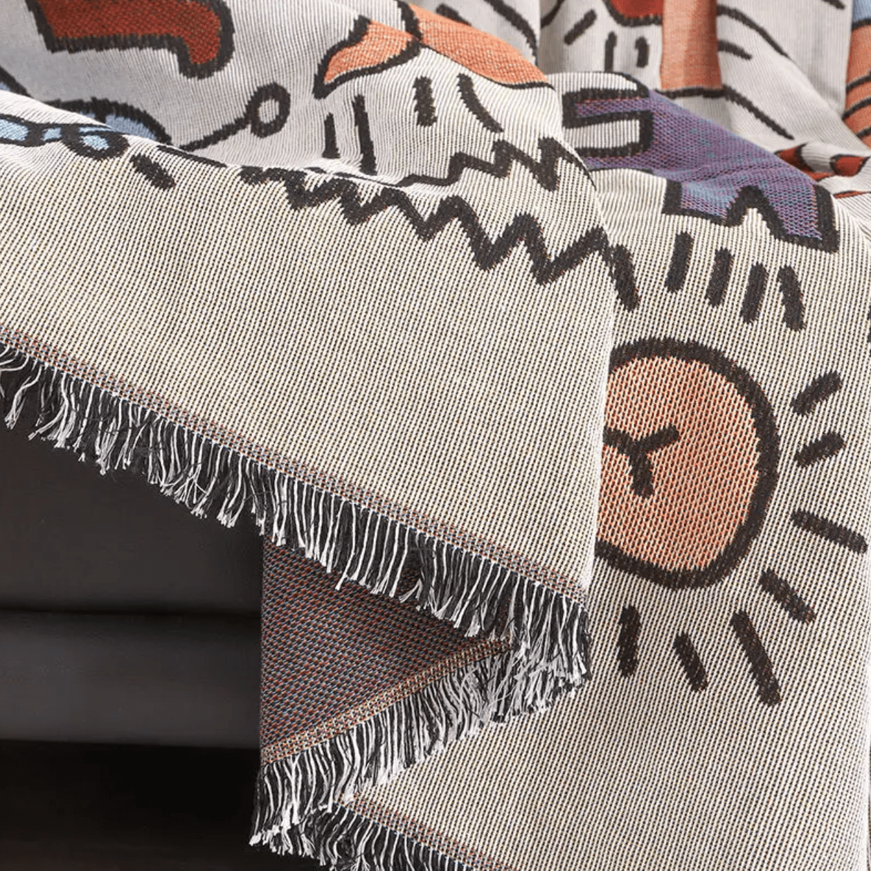Fioretto - Gemütliche Woven Throw Blanket mit Doodle - Muster - Givera DE