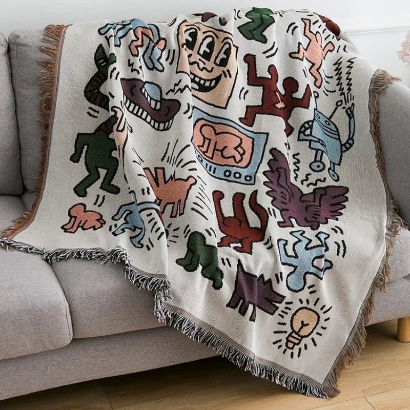 Fioretto - Gemütliche Woven Throw Blanket mit Doodle - Muster - Givera DE