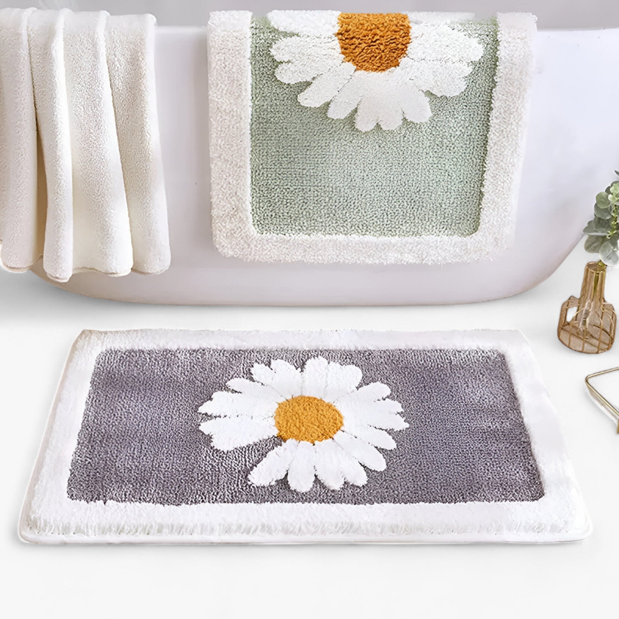 Givera Badematte 50x80 cm – Rutschfest & Wasserabsorbierend | Daisy - Givera DE