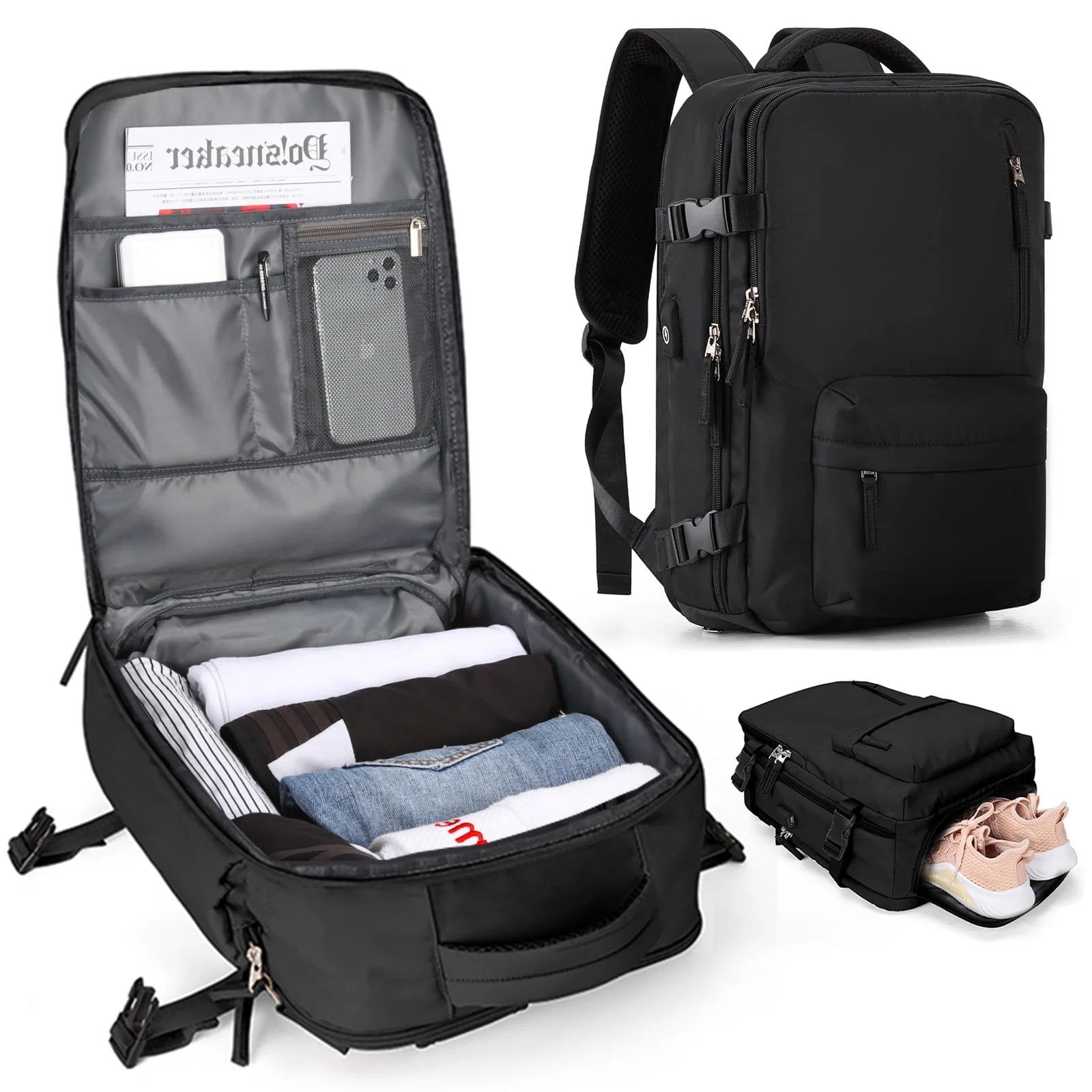 Givera Robuster Rucksack – Wasserdichte Laptop Reisetasche mit USB - Ladefunktion - Givera DE