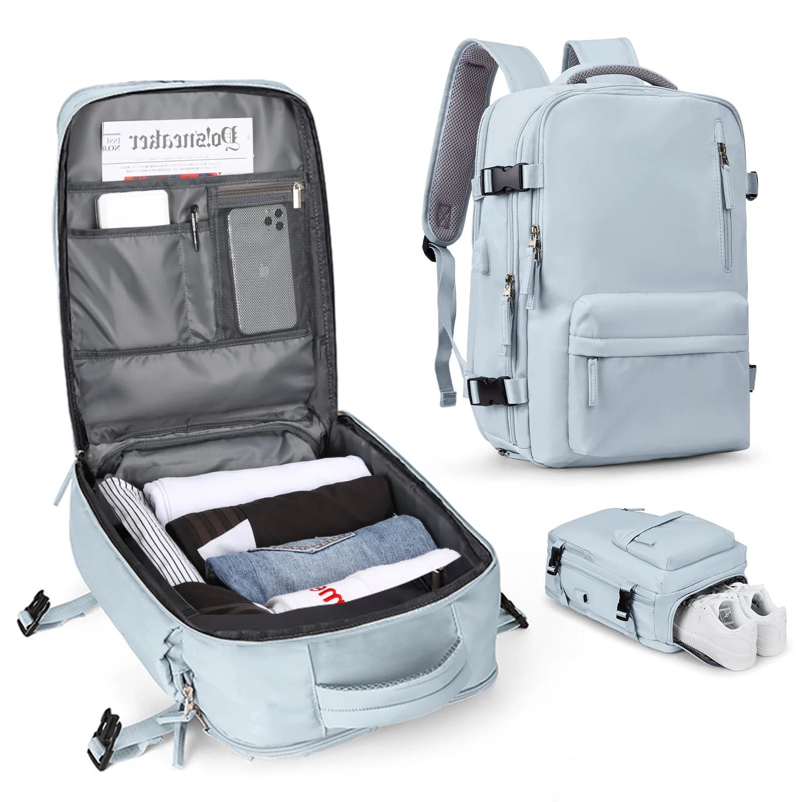 Givera Robuster Rucksack – Wasserdichte Laptop Reisetasche mit USB - Ladefunktion - Givera DE