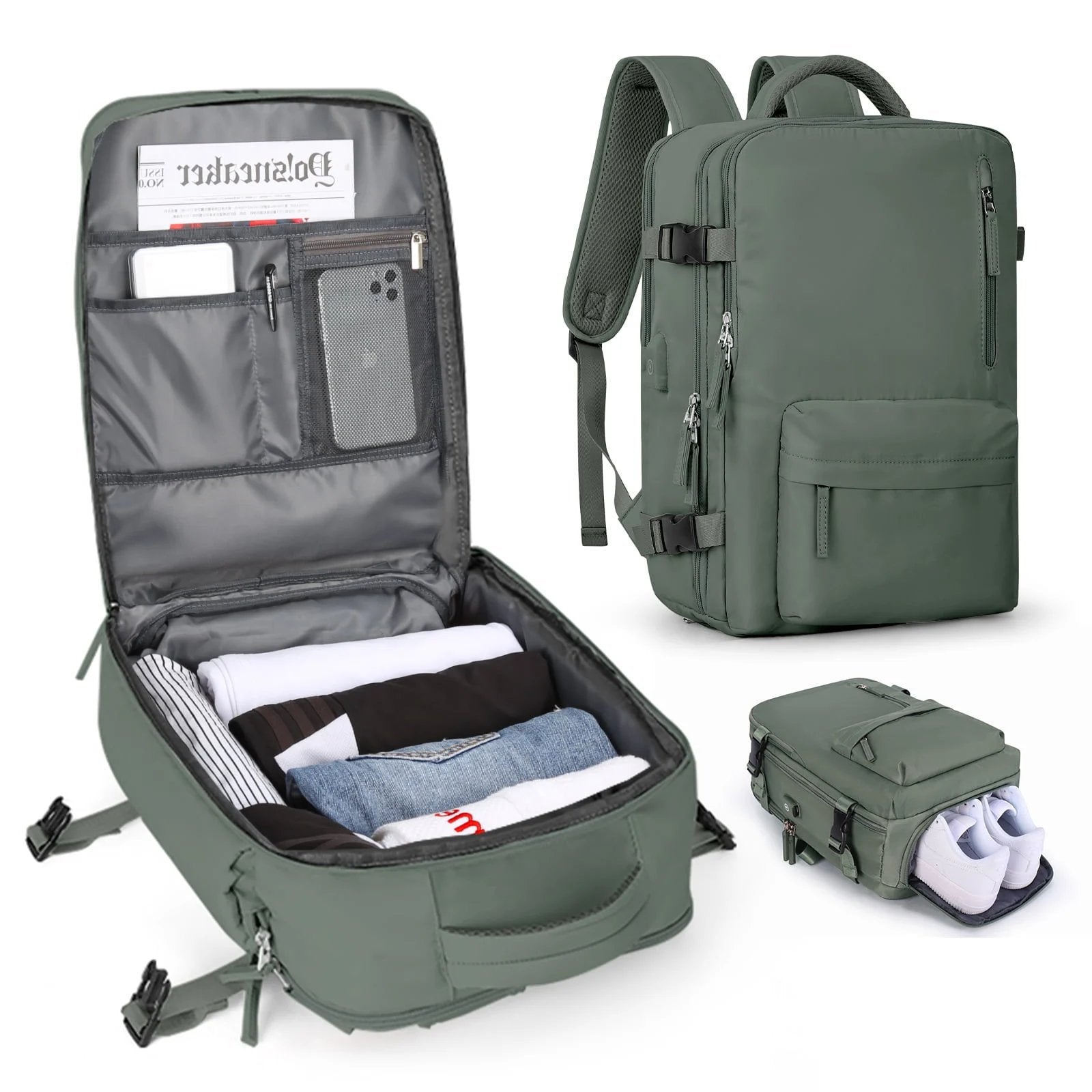 Givera Robuster Rucksack – Wasserdichte Laptop Reisetasche mit USB - Ladefunktion - Givera DE