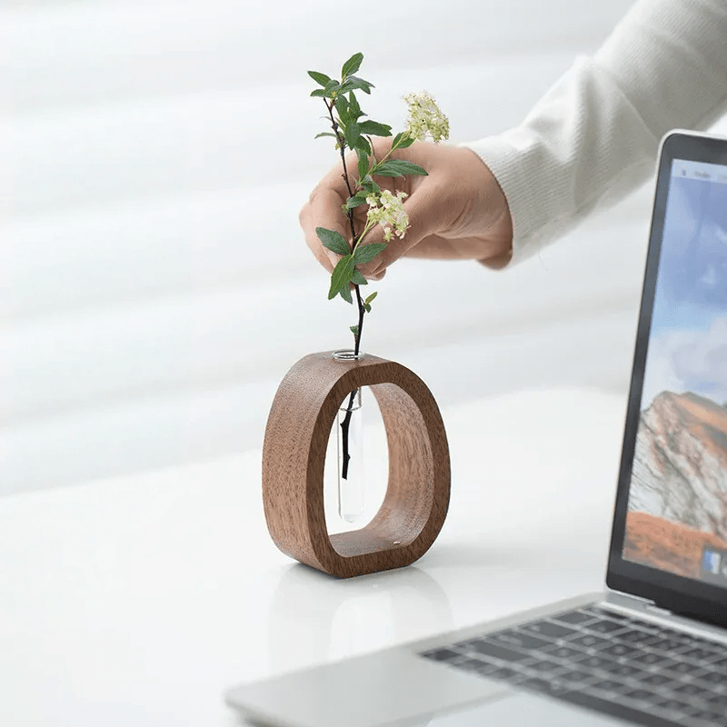 Givera Vase - Stilvolles Hydroponik - Design aus Holz & Glas - Givera DE